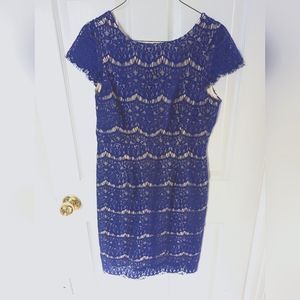 Beautiful lace knee length blue dress
